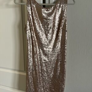 Sequin Sleeveless Dress - Rose Gold